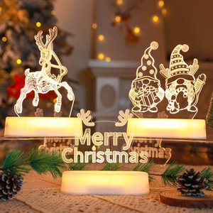 Ornements de veilleuse LED GL-S01 lettres 3D avec fonctionnement sur batterie base en acrylique lumières d'ambiance d'arbre de Noël étanches - Product Image 3