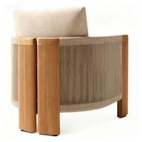 Fauteuil d'extérieur moderne de luxe en teck tressé avec cadre en bois massif imperméable, chaise longue pour jardin, villa, hôtel, mobilier de patio