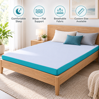 Surmatelas Mousse 7cm Respirant Vague Plat Multi Tailles Housse Amovible Zip Rouleau Comprimé OEM ODM