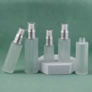 Frasco de perfume em spray de vidro transparente fosco 15/20/25/30/50/100ml Frasco de perfume redondo vazio com bomba de spray