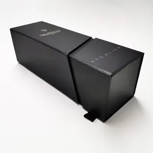 Fles Case In Zwart Spot Uv Custom Gedrukt Stijve Kartonnen Opvouwbare Magnetische Wijn Doos