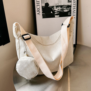 Sac à bandoulière femme personnalisé hiver fermeture éclair épaule sacs de messager velours côtelé femmes sac à bandoulière avec Mini poche - Product Image 5