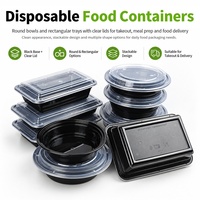 Bol à lunch jetable en PP de qualité alimentaire, compatible micro-ondes, avec couvercle, pour restaurant, pique-nique, fête, usage domestique
