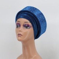 Nuevo Pañuelo Musulmán Africano para Mujer, Decoración de Trenza de Esponja, Estilo Indio de Oriente Medio, Turbante con Pedrería de Cielo Estrellado