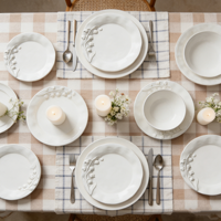 Vaisselle en céramique de style français, motif de fleurs de lilas en relief, blanc, résistante aux micro-ondes et au lave-vaisselle, assiette à dîner et à dessert
