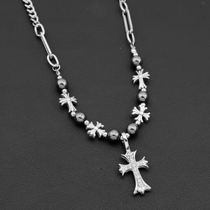 New Exquisite Light Luxury Silver Plated Cross Pendant Necklace Hiphop Style Unisex's Necklaces Wholesale Jewelry Trendy - Product Image 4