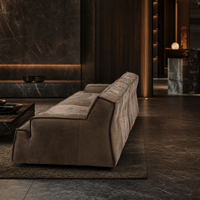 Minimalistisches Italienisches Braunes Echtleder-Ecksofa Luxuriöses Gepolstertes Gerades Modulares Sofa für Wohnzimmer und Villa