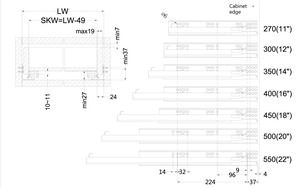 Tiroir à fermeture en douceur à extension complète et réglable 3D pour meubles de cuisine et commerciaux jusqu'à 25kg de capacité de charge - Product Image 2