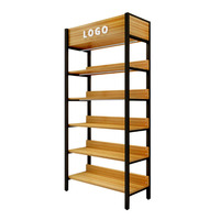Étagère de présentation en bois avec éclairage LED pour magasin de détail, présentoir debout avec armoires pour les magasins de nourriture sèche et de collations