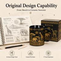 Tasses en céramique souvenirs touristiques Afrique Kenya, motif éléphant girafe savane, pour café et lait, personnalisables OEM ODM, vente en gros