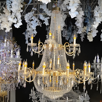 Lustre en cristal doré de style européen Maria Theresa pour mariage, hôtel, salon, lampe suspendue de luxe