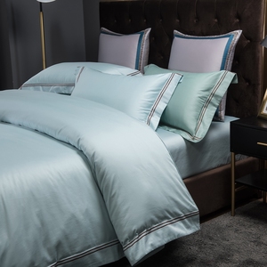 <span class=keywords><strong>Linge</strong></span> <span class=keywords><strong>d</strong></span>'hôtel, literie en coton, draps, housses <span class=keywords><strong>de</strong></span> couette, ensemble quatre pièces, broderie couleur unie, style luxe léger, sensation haut <span class=keywords><strong>de</strong></span> gamme - Product Image 4