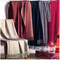 Fashion Lady Warm Long Tartan Shawl 100% Cashmere Throws Merino Wool Blanket