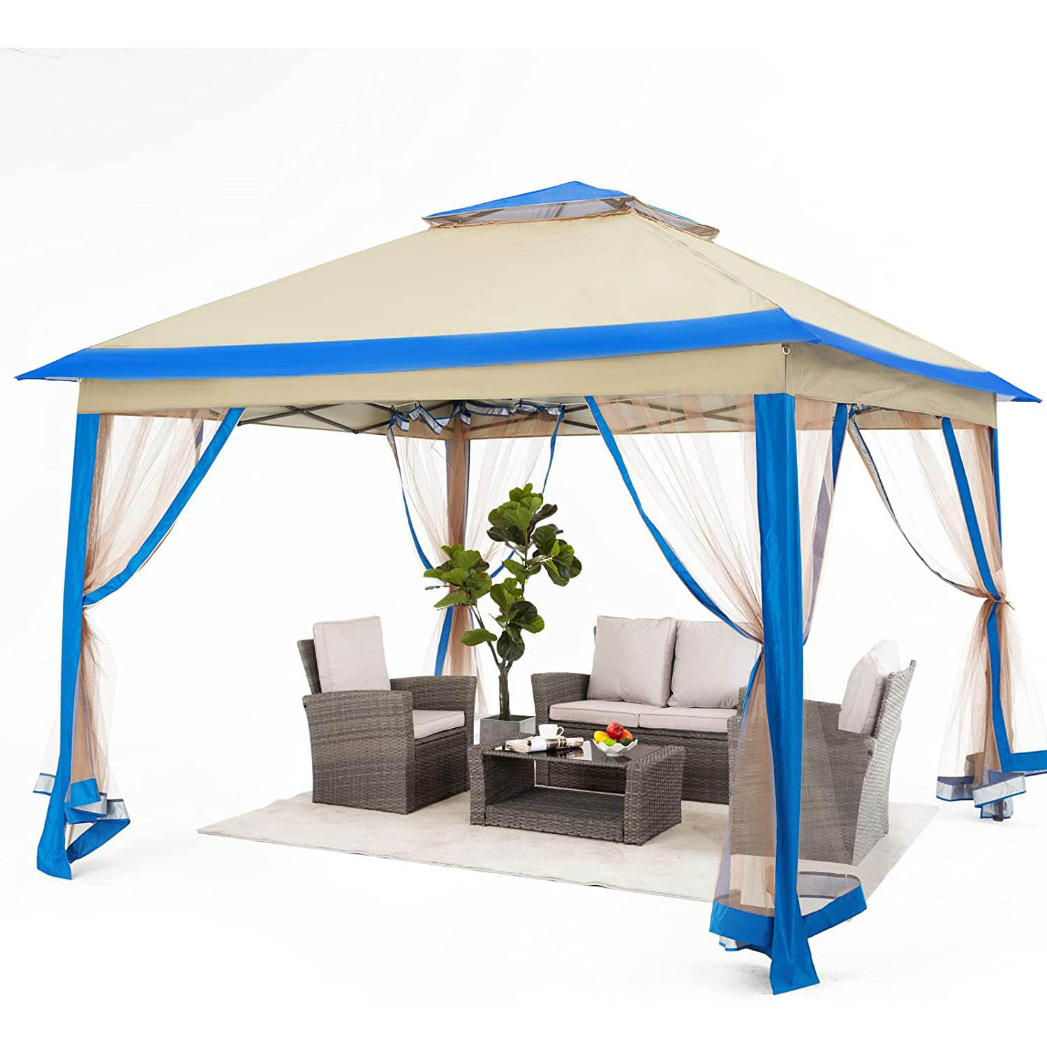 Tente de verrière bleue