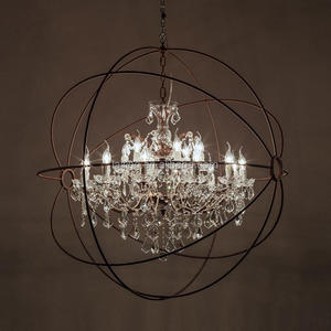 Lampadario in cristallo Orb 18 luci in ferro battuto <span class=keywords><strong>rococò</strong></span> del 19 ° secolo per ristorante - Product Image 2