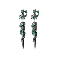 Anting Berlian Ular Spiritual Gaya Dark Wind yang Dapat Disesuaikan, Desain Bunga Mewah, Unisex, Bahan Alloy Persegi