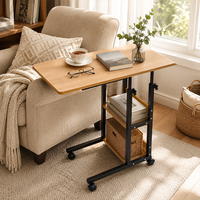 Table portable pour ordinateur portable, bureau d'ordinateur réglable en hauteur avec étagères de rangement, poste de travail flexible pour la maison et le bureau