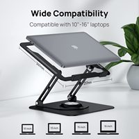 Nouveau support d'ordinateur portable pour bureau, support d'ordinateur réglable avec base rotative à 360, support ergonomique pour ordinateur portable pour le travail collaboratif