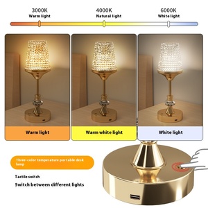 Modern Luxury LED Atmosphere <strong>Lamp</strong> New Style Rechargeable Table <strong>Lamp</strong> <strong>Touch</strong> Sensitive <strong>Small</strong> Metal for Bedroom Bedside Cafe Table - Product Image 3