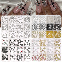Breloques croix pour ongles en alliage métallique, décorations d'art ongulaire gothique punk, croix 3D en métal lourd, accessoires de manucure esthétique grunge sombre