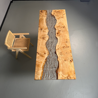 Table à manger moderne en bois massif à bord vif avec miroir, époxy, sur mesure, grande table de cuisine/salon (peuplier/érable/noyer/chêne européen)