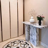 Table console en marbre Calacatta Viola YoYo Stone, base en or blanc, design moderne, taille personnalisée pour salon, salle à manger, vente en gros