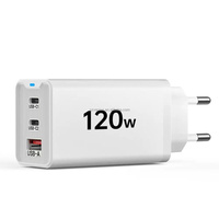 Chargeur mural USB-C 120W à 3 ports avec prise EU US UK, charge rapide USB Type C PD, charge rapide Type-C 3.0, adaptateur pour téléphone portable