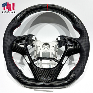 <span class=keywords><strong>Volante</strong></span> de Fibra de Carbono Brillante de Alta Calidad para <span class=keywords><strong>el</strong></span> Moderno Genesis Coupe, con Cuero Perforado y Franjas Rojas - Product Image 1