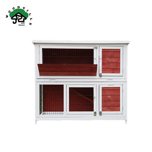 Maison de lapin de vente d'usine de clapier à lapin en bois à deux couches - Product Image 2