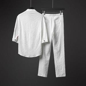 ชุดลำลองกีฬาผู้ชาย ไซส์ <span class=keywords><strong>M</strong></span>-4XL เสื้อยืดแขนสั้นทรงหลวมและกางเกงขายาว ชุดฤดูร้อนสำหรับนักเรียน กางเกงมีเชือกผูกและกระเป๋า - Product Image 4