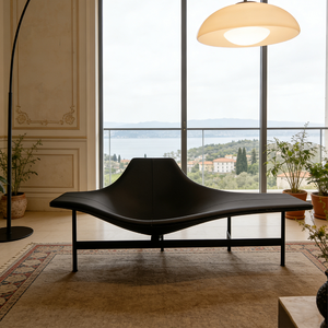 Cadeira Chaise Lounge Moderna de Luxo em Couro Preto, Sofá Designer Minimalista, Mobiliário Reclinável para Sala de Estar - Product Image 1