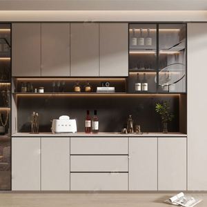 Armoire à vin sur mesure pour la maison, en bois massif avec vitre, pour le salon et la salle à manger - Product Image 1