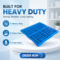 Palette en plastique à neuf pattes en HDPE, format standard, à grille, pour chariot élévateur quatre voies, empilable, pour entrepôt et logistique, renforcée en acier, haute résistance