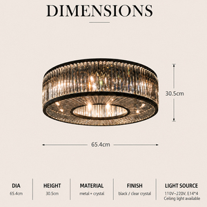 <b>Decorative</b> Straight Crystal Strip Round Flush Mount <b>Light</b> For Villa Bedroom Restaurant Entryway Decoration - Product Image 5