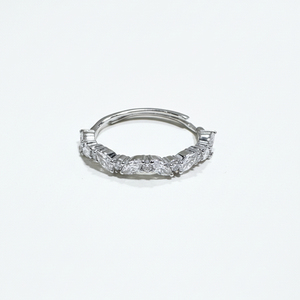 Half <b>Eternity</b> Diamond Band <b>Ring</b> Natural & Lab Grown Diamonds 925 <b>Silver</b> / 10KT 14KT 18KT White Gold Finished <b>Ring</b> - Product Image 1