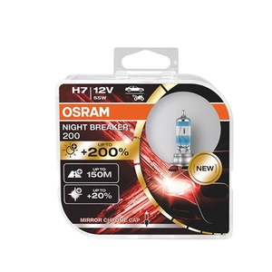 หลอดไฟฮาโลเจน Nighter Breaker 200 H4 64193NB200 60/<span class=keywords><strong>55W</strong></span> <span class=keywords><strong>H7</strong></span> 64210NB200 <span class=keywords><strong>55W</strong></span> ความสว่างสูงสุดถึง 200% ผลิตในประเทศเยอรมนี - Product Image 1