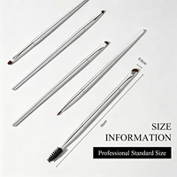 Set Kuas Makeup Alis Vegan Sintetis 5 Buah dengan Gagang Aluminium, Termasuk Spoolie Bersudut dan Pensil Alis untuk Rias Wajah