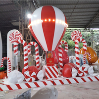 Ensemble de ballons commerciaux géants en fibre de verre pour Noël, comprenant des ballons en forme de canne à sucre et de sucette