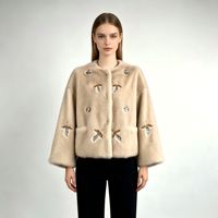 Manteau en polaire orné de bijoux exquis, coupe-vent tendance automne/hiver, manteau pour femme à la mode, design personnalisé
