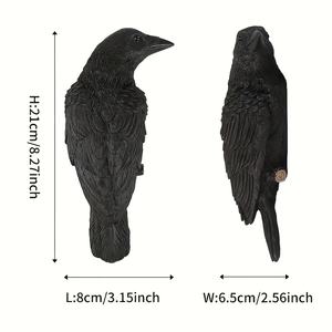ゴシッククロウ像-レジンレイヴンの彫刻、複雑な黒の質感と鋭いくちばし、壁に取り付けられた屋外/屋内装飾 - Product Image 3