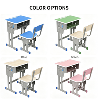Ensemble bureau et chaise réglables pour étudiants, plateau en MDF avec structure en acier pour l'école et la maison