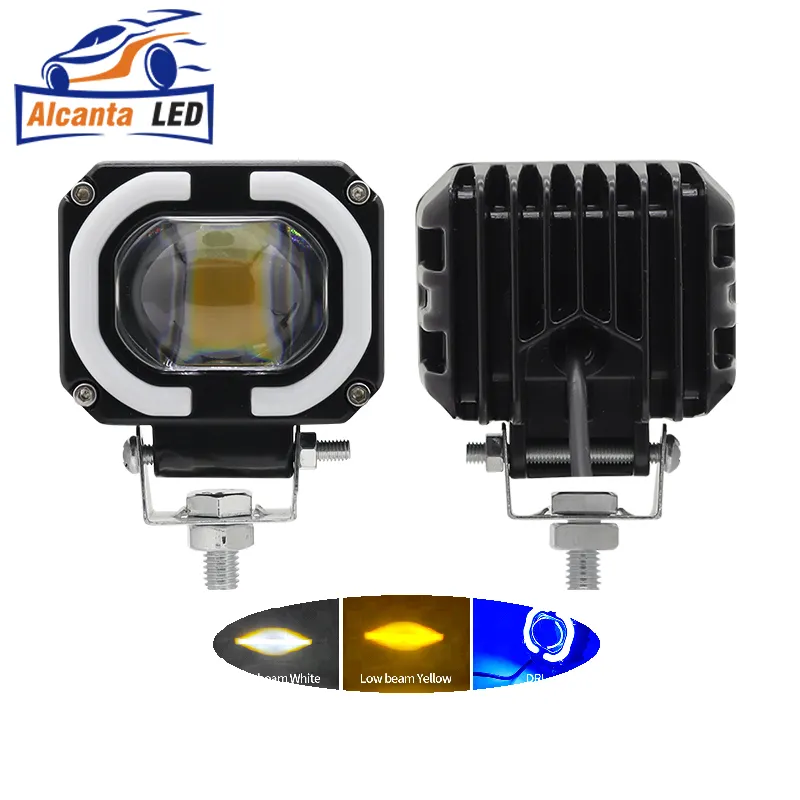 Barra luminosa da lavoro per auto a LED da 4 pollici 30w con faretto ausiliario Angel Eyes DRL fendinebbia a Led per veicoli accessori fuoristrada per camion