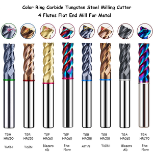 Azzkor anello colorato 2 4 flauti fresa in carburo di tungsteno dimensioni pollici HRC50/55/58/60/65/70 fresa quadrata Fresas in magazzino - Product Image 3