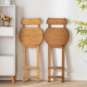 <b>Folding</b> Bar <b>Stool</b> Solid Wood With Backrest Durable Home Use Modern Minimalist Style - Product Image 2