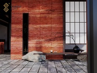 Marbre YUSHI couleur vive dalles de marbre travertin rouge pierre naturelle panneau mural pour la décoration de comptoir
