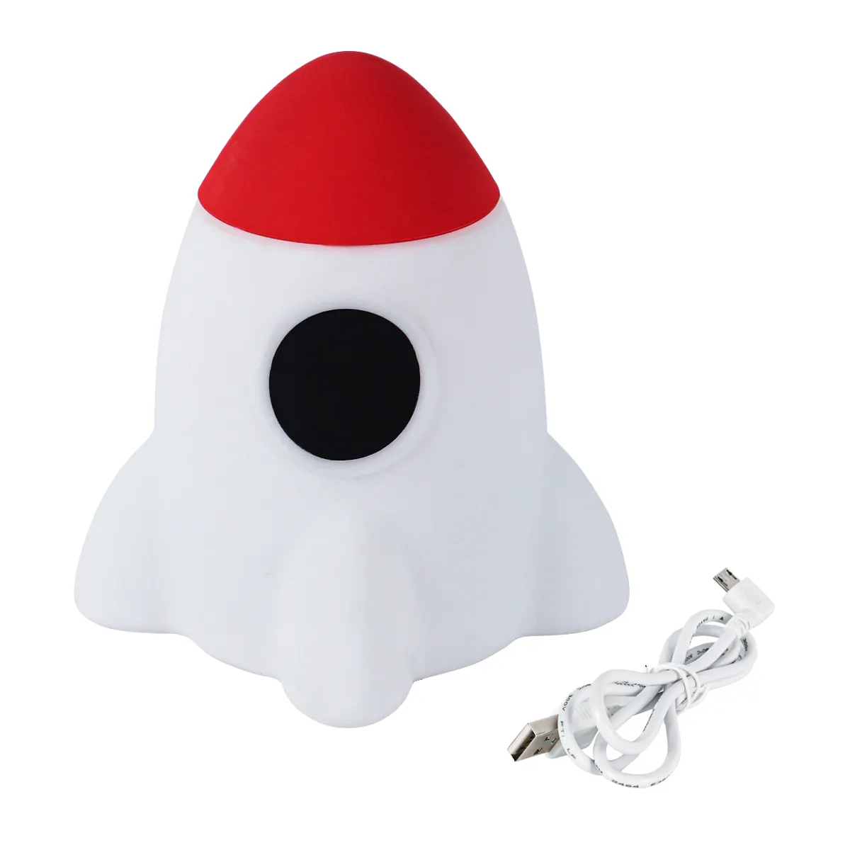 Creative Mini USB ricaricabile luce notturna colorata Pat razzo in Silicone cartone animato per bambini