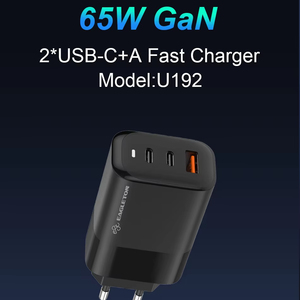อุปกรณ์ชาร์จโทรศัพท์ติดผนัง65W Gan, อะแดปเตอร์สำหรับเดินทางอเนกประสงค์มี3พอร์ตชาร์จเร็ว PD 65W สำหรับเรายุโรปสหราชอาณาจักร - Product Image 2