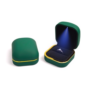 Chen lu sang trọng chiếu sáng hộp đồ trang sức với ánh sáng dẫn, màu xanh lá cây Nhẫn trường hợp & Hộp Vòng cổ cho đề nghị/món quà cưới - Product Image 3
