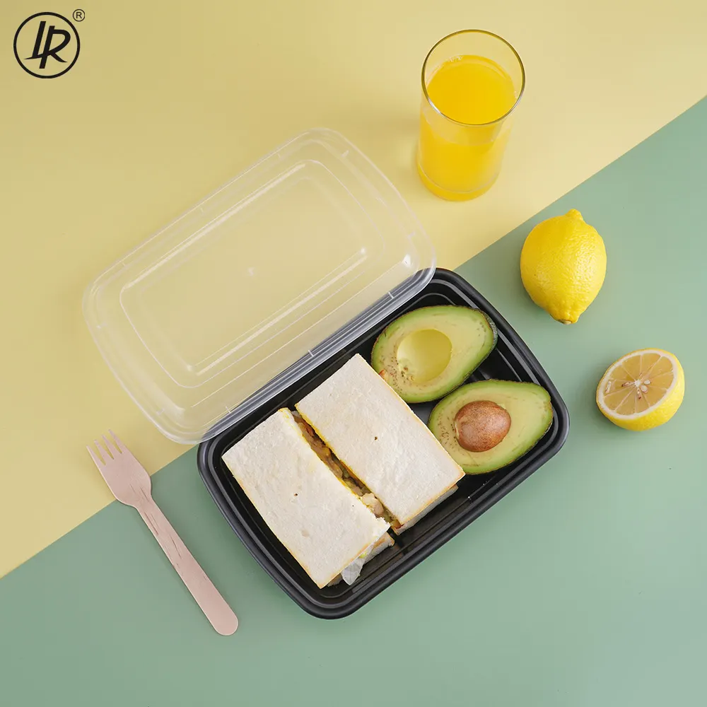 Boîte d'emballage alimentaire en plastique 16OZ, sans logo, Style américain, pour Restaurant, en coffre-fort pour aliments, pour micro-ondes