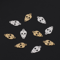 Connecteur en or 14 carats plaqué or avec séquence de crâne et filigrane, avec deux trous pour la fabrication de colliers et de bracelets permanents